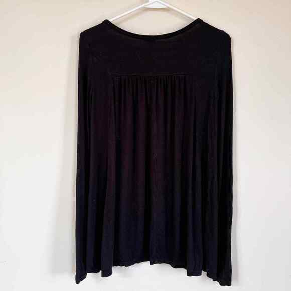 Free People Gathered Ruched Long Sleeve Scoop Neck Tunic Casual Top Black XS - Picture 4 of 7